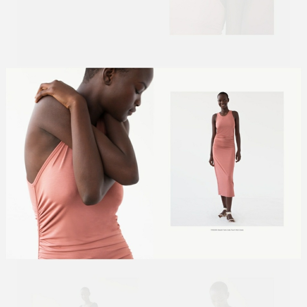 NWOT ENZA COSTA side ruched midi tank dress